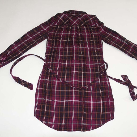 Banana Republic Women's Shirt Dress Size 00P NWT Long Sleeves Purple Black Plaid - Picture 7 of 9